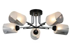 Люстра потолочная Rilon 26012/5 CHROME+BLACK, 5×40 Вт, хромированная и чёрная