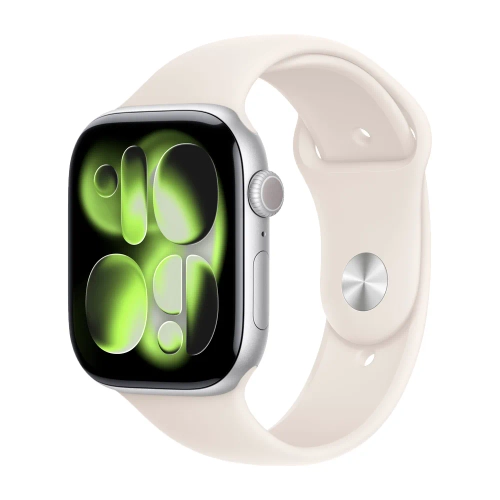 Умные часы Apple Watch Series 11 GPS, 46mm, Silver Aluminium Case with Starlight Sport Band, S/M