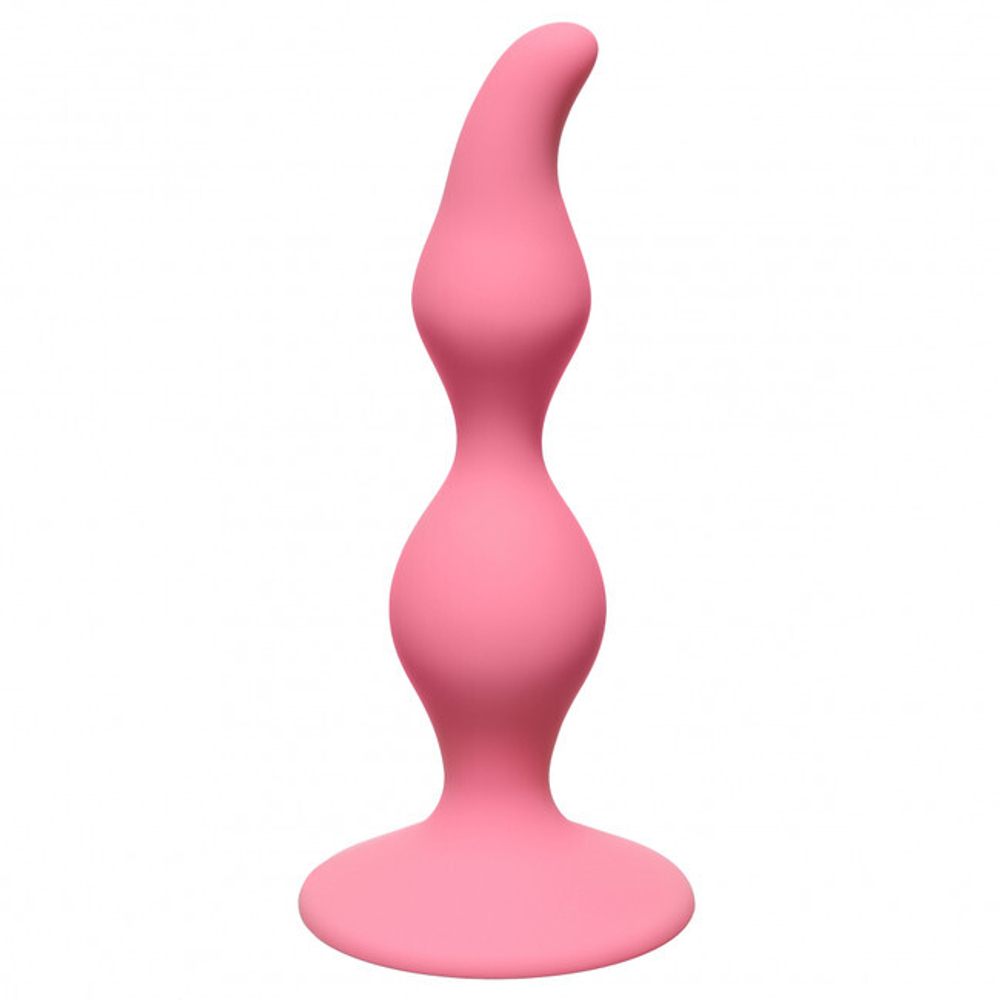 Рельефный анальный стимулятор на присоске Curved Anal Plug (10,5 см , нежно-розовый ) (Цвет: нежно-розовый)