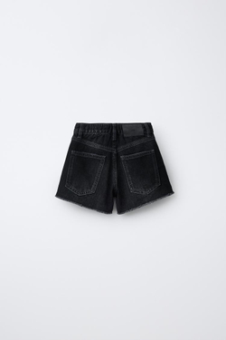 ZARA ДЖИНСОВЫЕ ШОРТЫ С РАЗРЕЗАМИ, ЧЕРНЫЙ