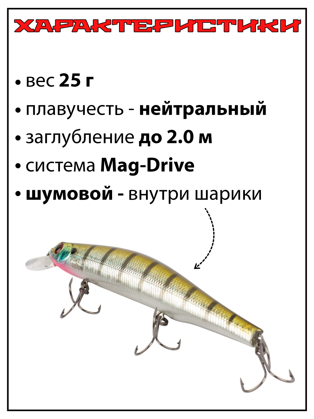 Воблер шумовой Grows Culture Orbit 130SP 130 мм 25 г минноу на щуку, окуня, судака #509R
