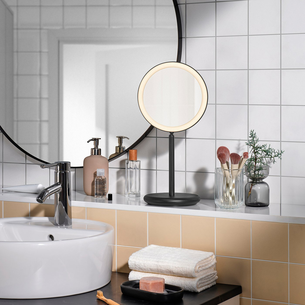 IKEA EKFÄNN  (ИКЕА ЕКФЭНН)  -  Косметическое зеркало с подсветкой - с диммером/чёрное