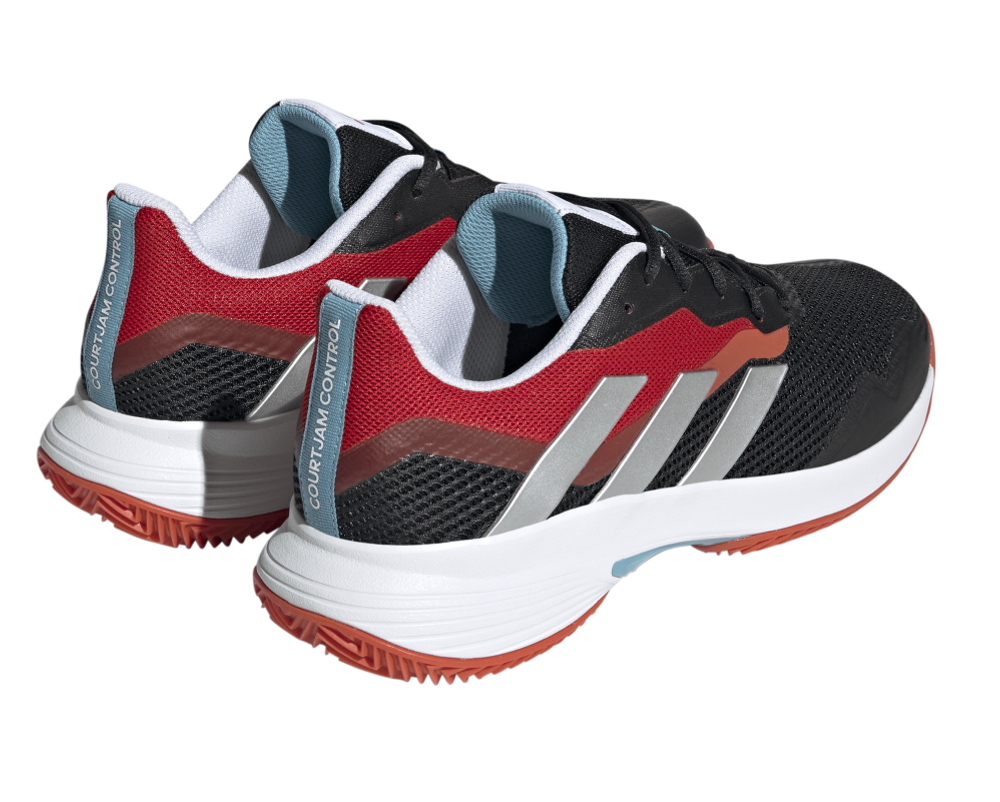 Мужские кроссовки теннисные Adidas CourtJam Control M Clay - core black/cloud white/better scarlet