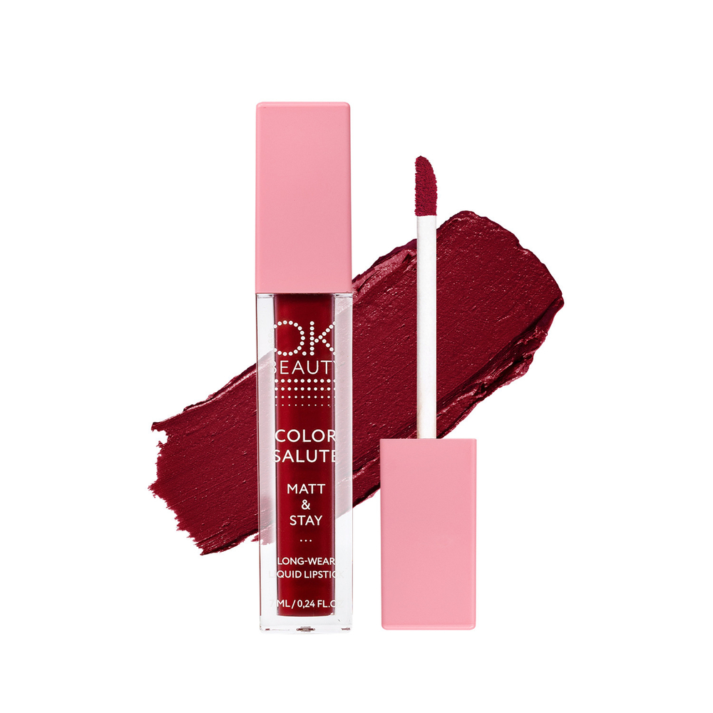 Матовая стойкая жидкая губная помада OK BEAUTY COLOR SALUTE MATT & STAY