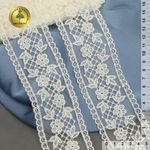 Кружево на сетке 55 мм / 12.9 метра, арт.40482 цв.W0115 молочный, Kruzhevo