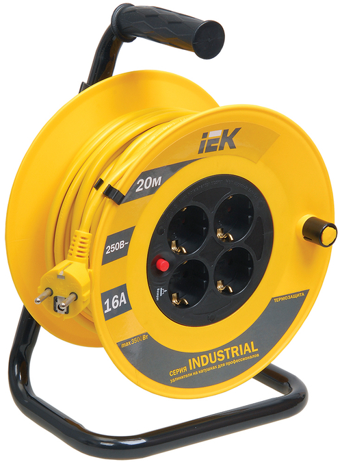 IEK Катушка УК20 с т/з 4 места 2Р+PЕ/20м 3х1,5 мм2 Industrial