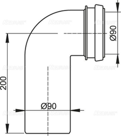 Колено стоковое 90/90 чёрное Alcadrain (Alcaplast) M908