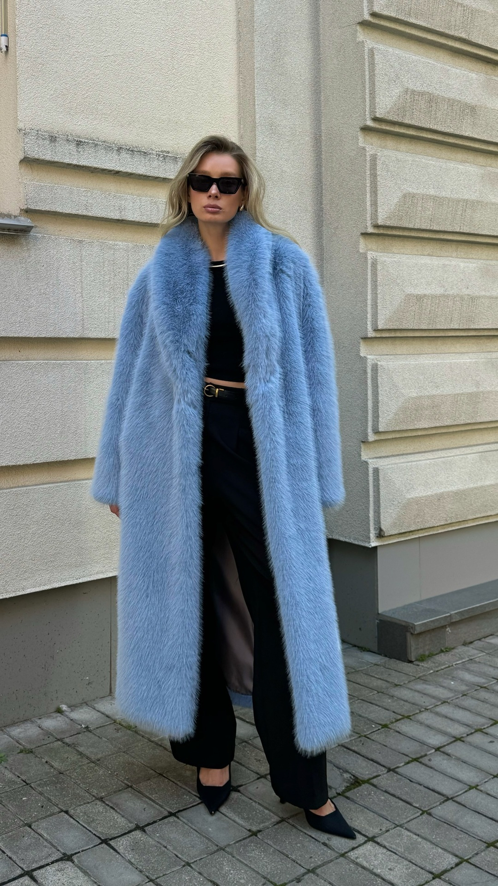 Шуба из эко меха  Shubeco Lady песец  ШП_1086 голубой  S