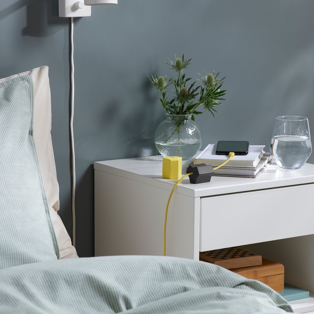 IKEA HAVSKÅL  (ИКЕА ХАВСКОЛ)  -  Утяжелитель для кабеля USB, 2 шт - чёрный/жёлтый