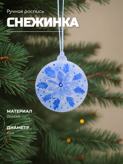Подвеска на елку ручной работы Снежинка.