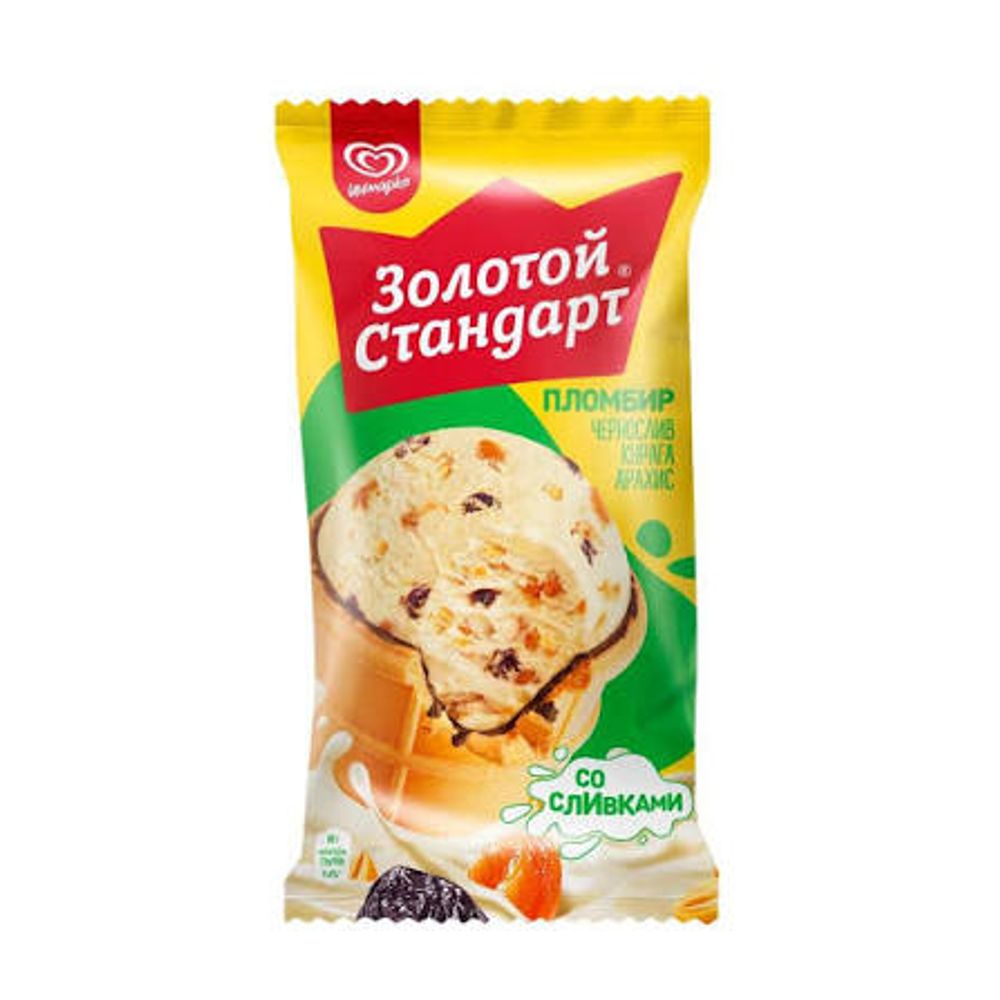 Мороженное Золотой стандарт Пломбир чернослив-курага-арахис