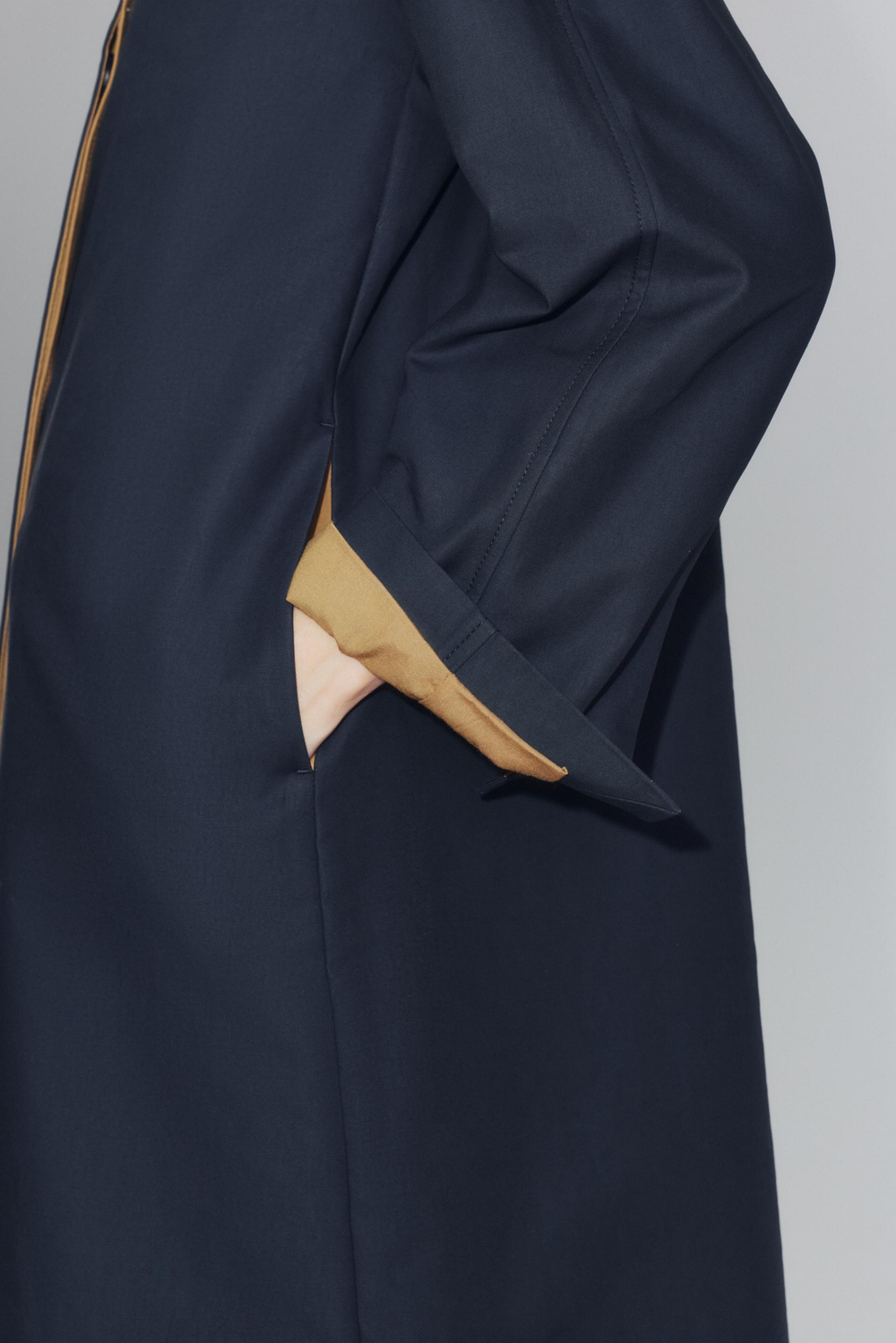 ZARA ДЛИННЫЙ ТРЕНЧ ZW COLLECTION, МОРСКОЙ ТЕМНО-СИНИЙ