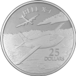 25 долларов. Самолет Bell-X1. Соломоновы о-ва. Серебро. 2003 год. PROOF