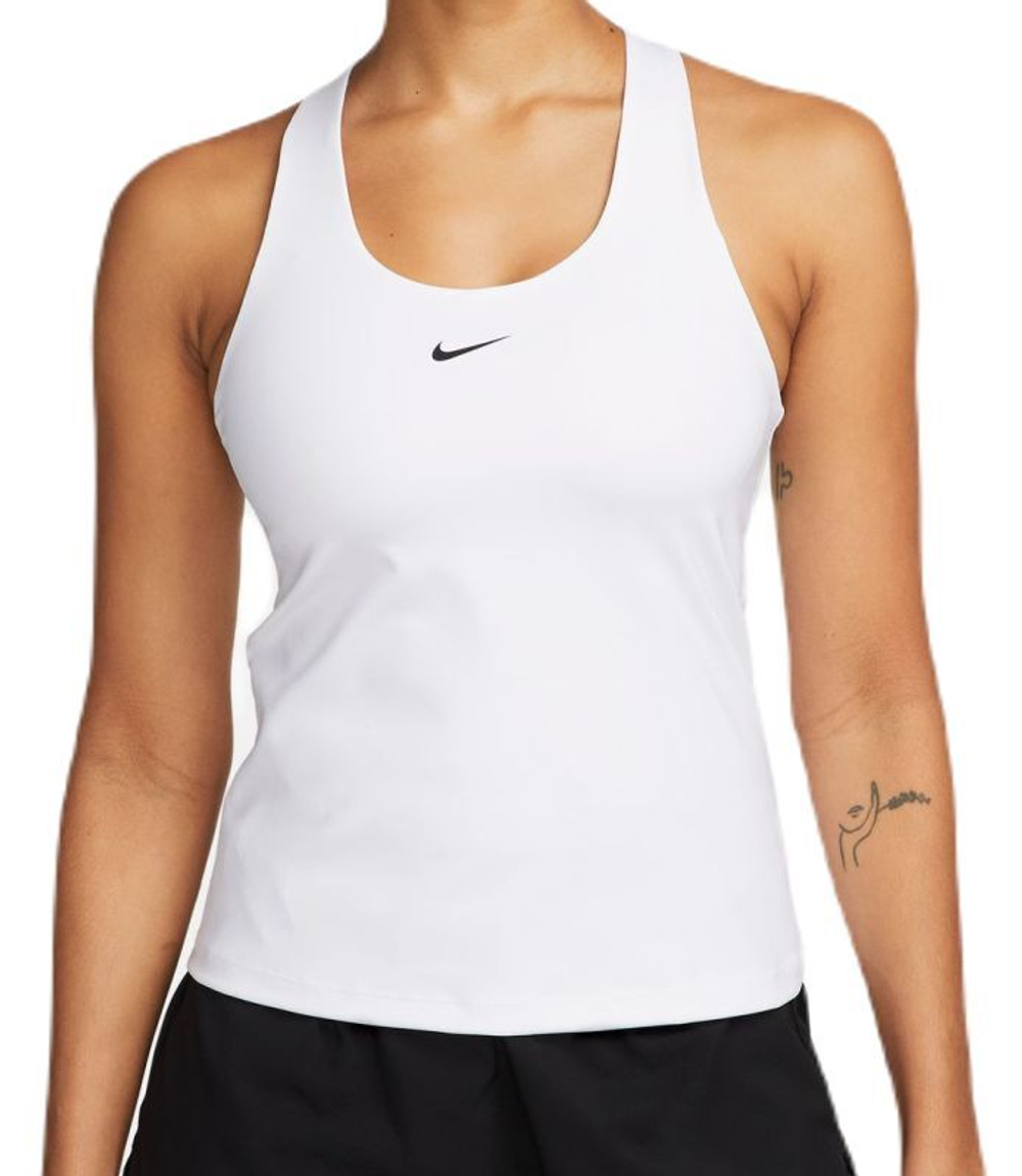 Женский топ теннисный Nike Dri-Fit Swoosh Bra Tank - white/stone mauve/black