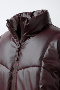 ZARA СТЕГАНАЯ БЛЕСТЯЩАЯ КУРТКА WATER REPELLENT, КОРИЧНЕВЫЙ