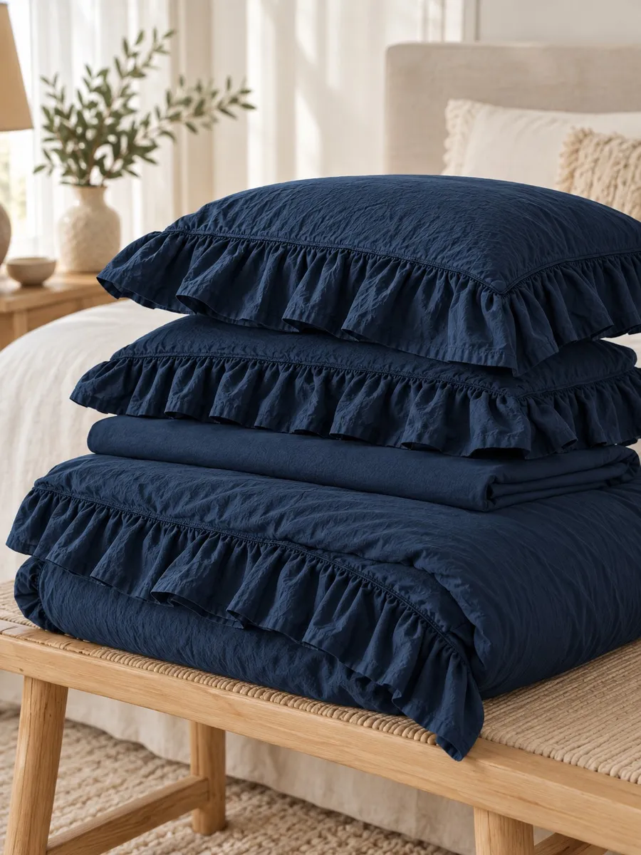 Lımasso КПБ 4 пр. Stonewashed Exclusıve Dress Blue пододеяльник 200*220, простынь 240*260, наволочки 50*70 2шт — фото 7