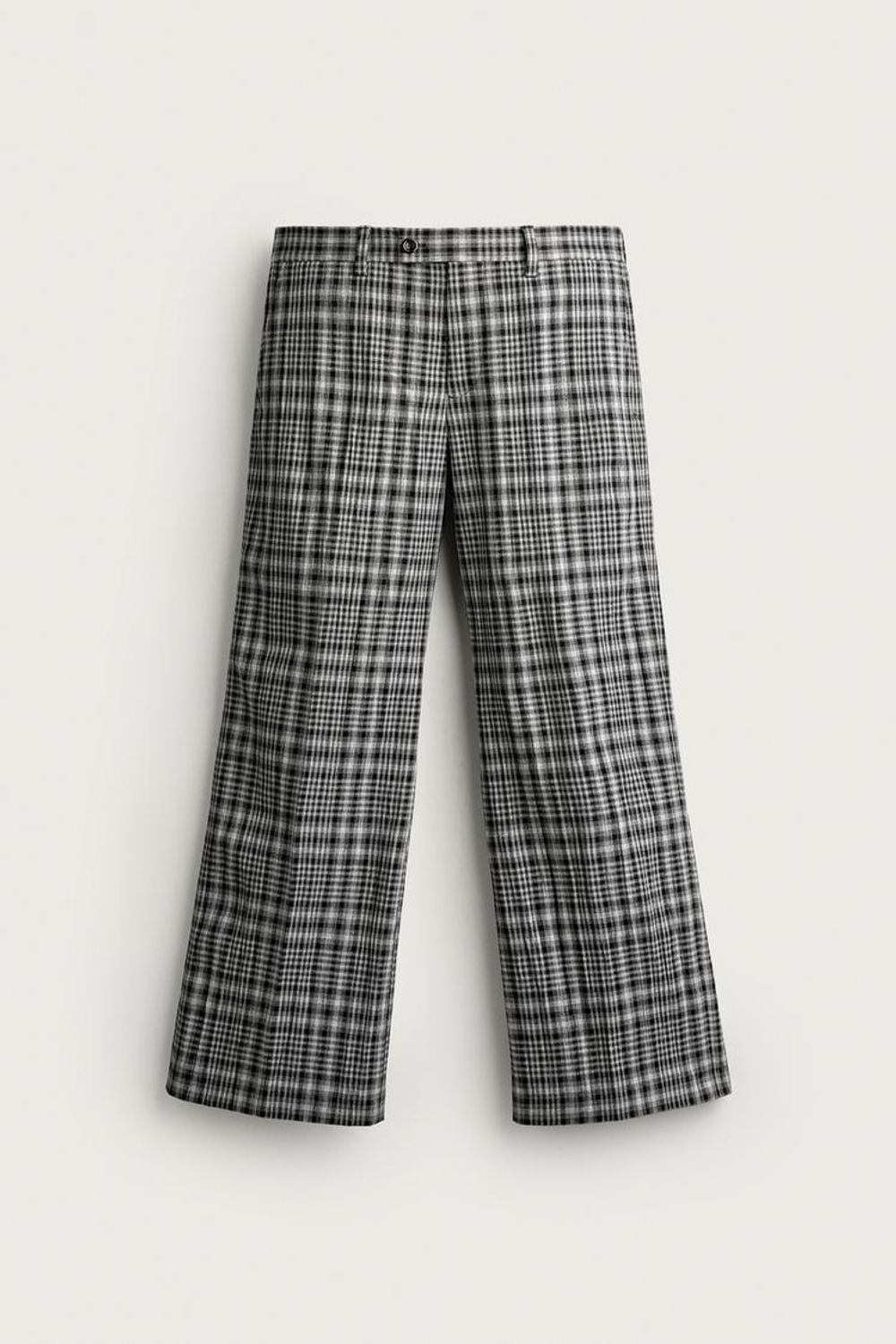 ZARA БРЮКИ FLARE FIT В КЛЕТКУ, СЕРЫЙ