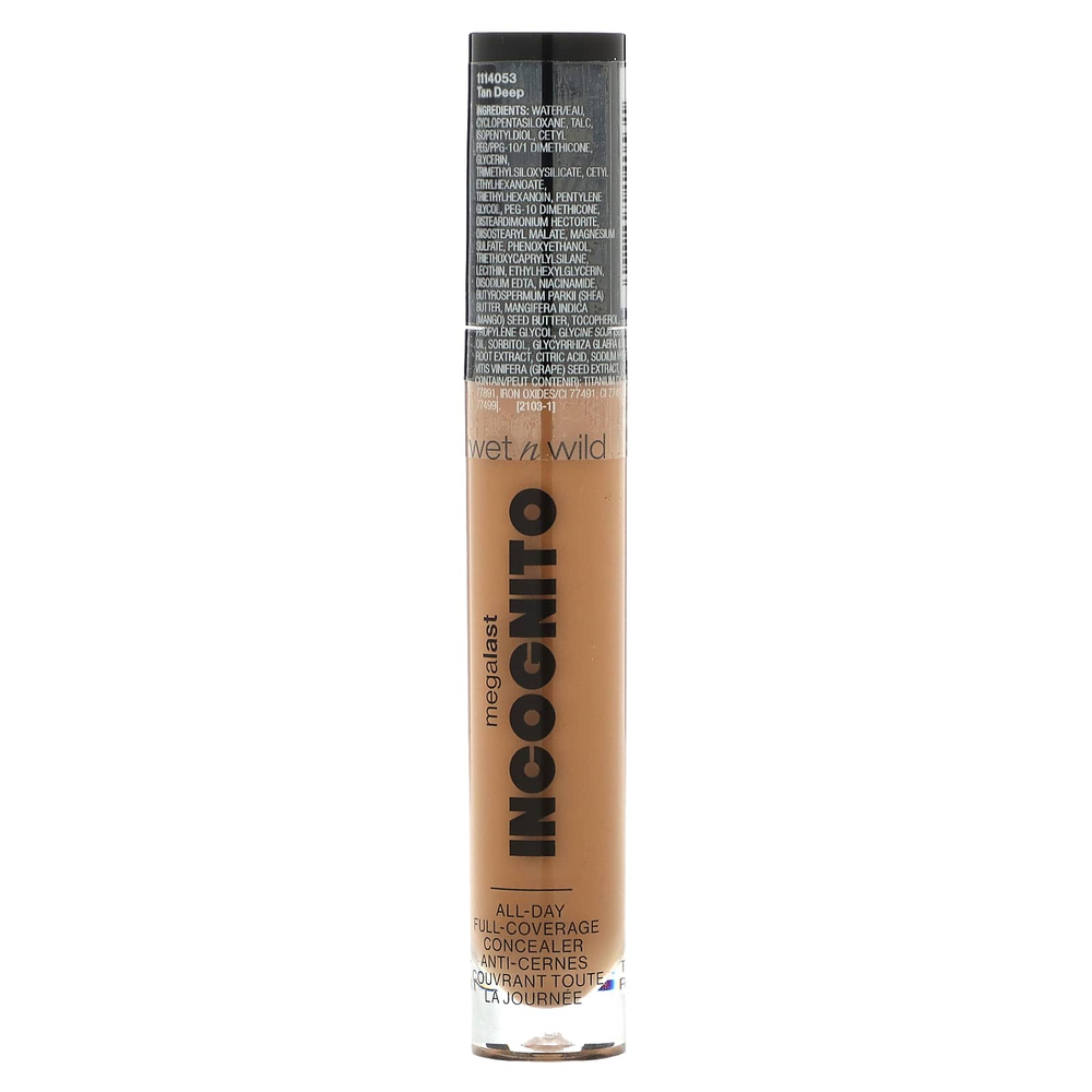 wet n wild, Megalast, Incognito, консилер для полного покрытия на весь день, глубокий загар, 31,75 г (1,12 унции)