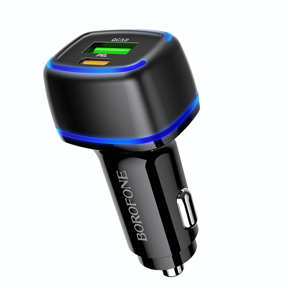 Автомобильное зарядное устройство Borofone BZ14A PD20W+QC3.0 3A Type-C+USB Black