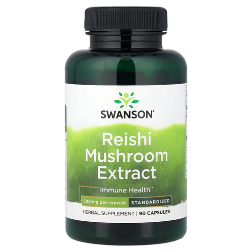 Swanson Vitamins, Экстракт грибов рейши, стандартизированный, 500 мг, 90 капсул