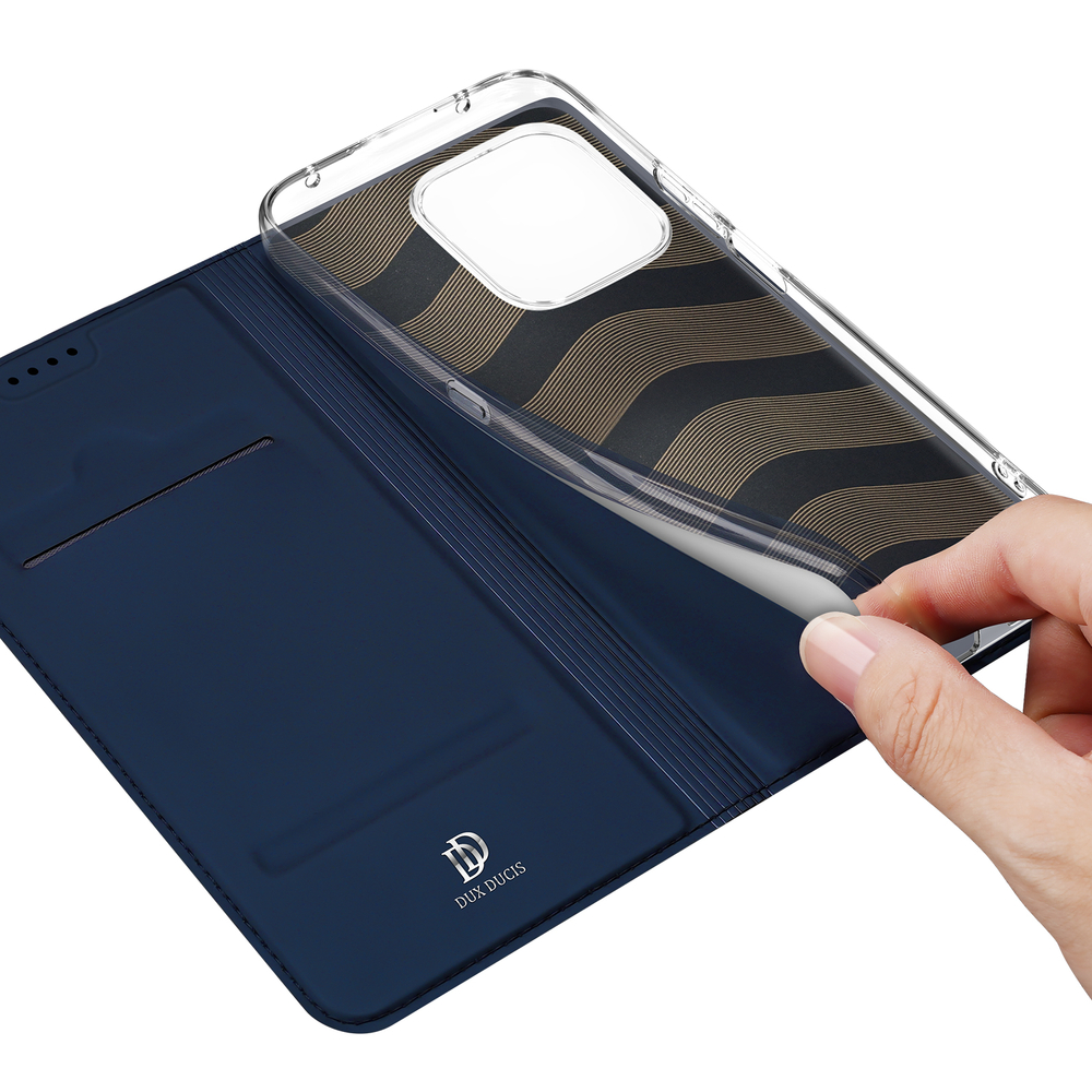Чехол книжка из кожи синего цвета для Honor 600 Smart и X7e Plus, серия Skin Pro Series от Dux Ducis