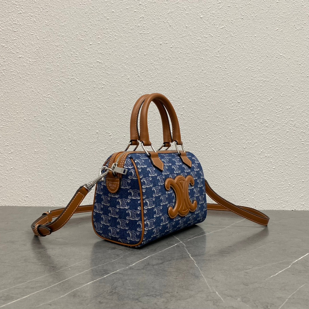 Сумка Celine Boston из денима, синяя — фото 3