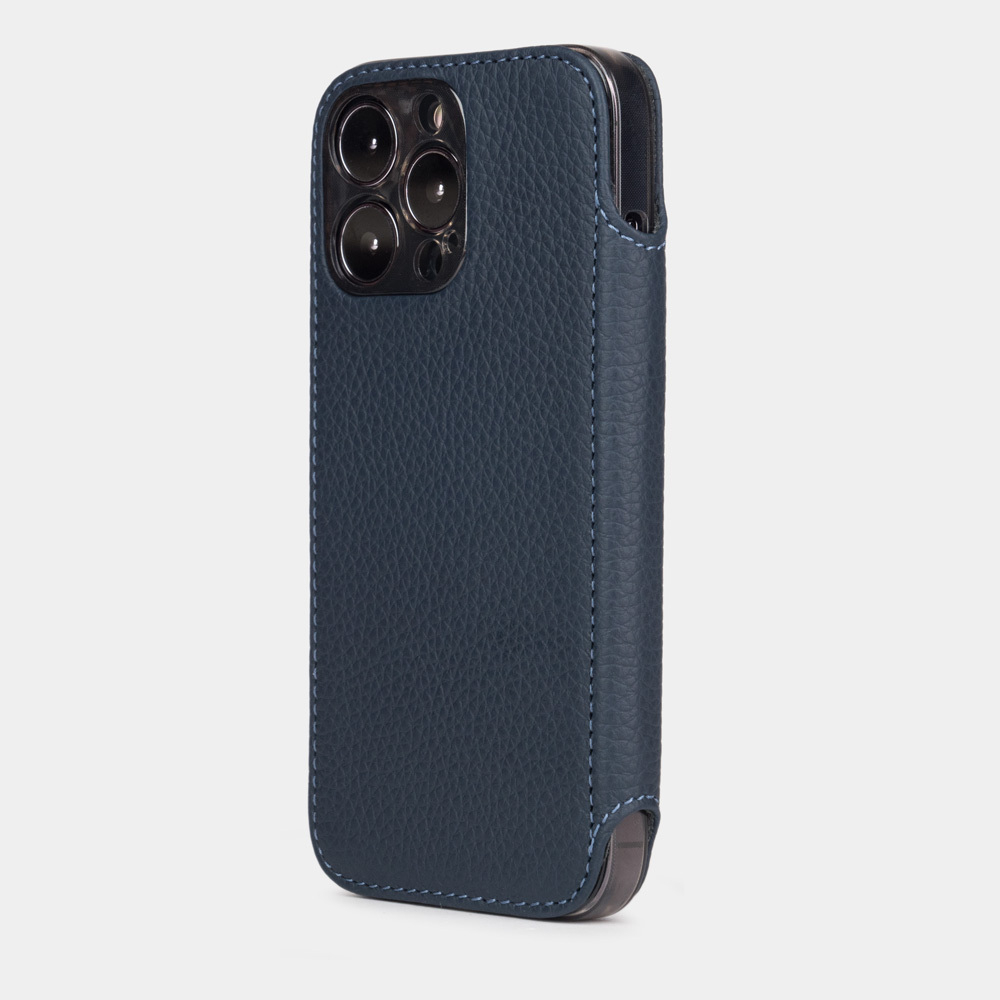Чехол Benoit для iPhone 13 Pro Max из кожи теленка синего цвета