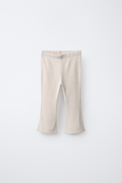 ZARA ТРИКОТАЖНЫЕ БРЮКИ FLARE С БАНТАМИ SOFT TOUCH, ПЕСОЧНЫЙ МЕЛАНЖ