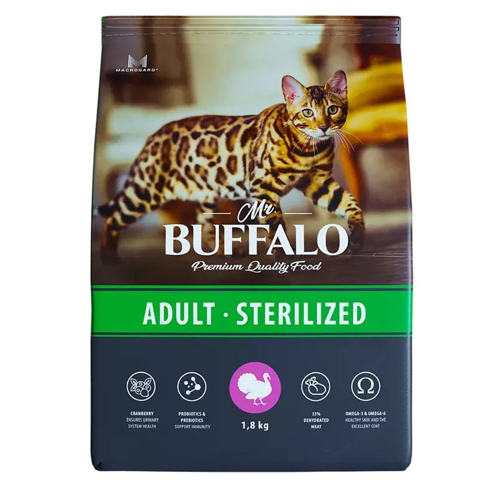 Mr. Buffalo Sterilized Индейка для кошек 1,8 кг