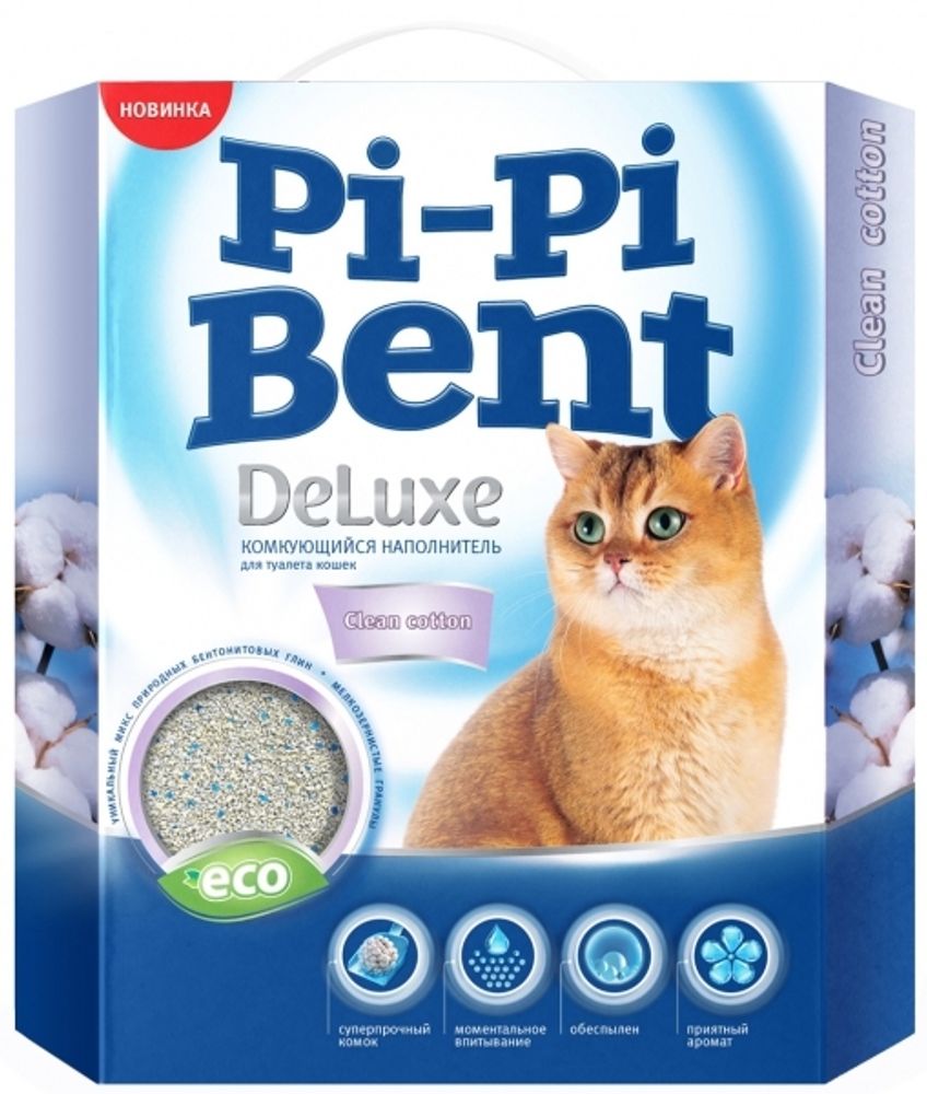Наполнитель для туалета PI-PI-BENT "Deluxe Clean Cotton" комкующийся 5 кг