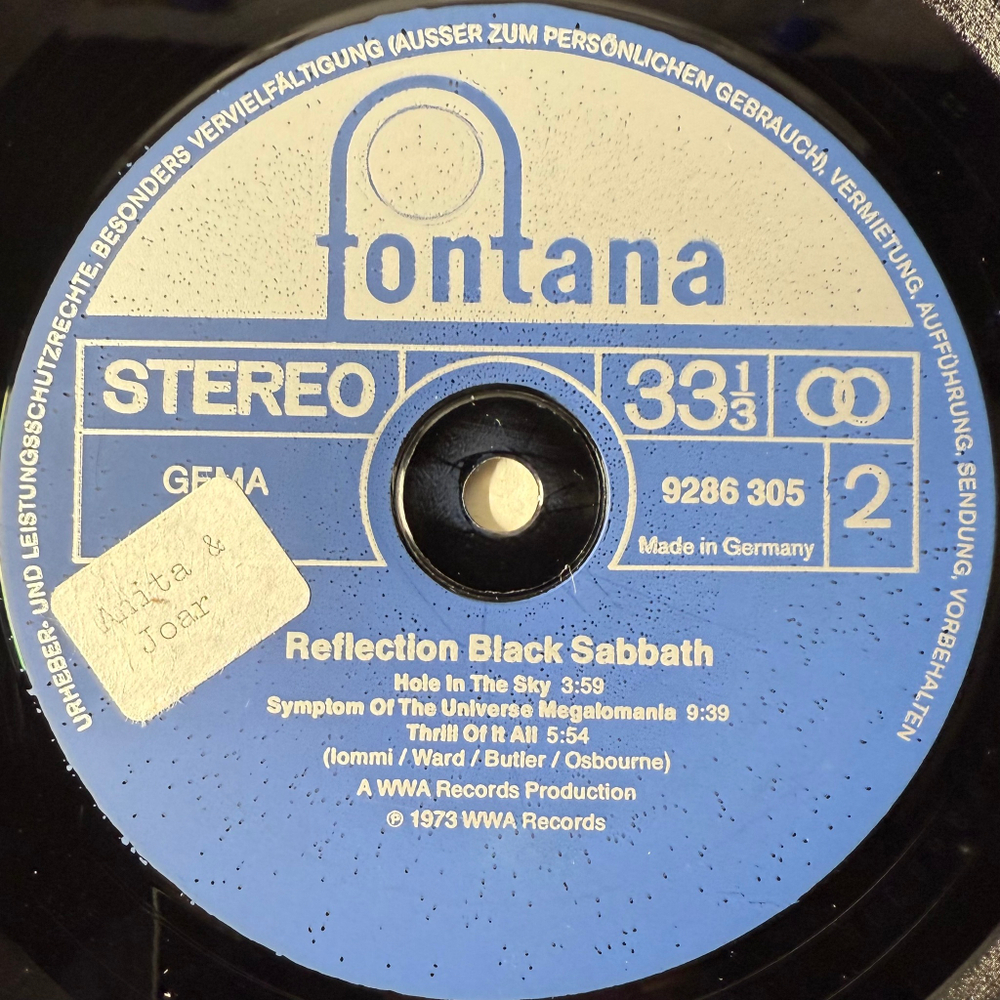 Black Sabbath ‎– Reflection (Германия 1975г.)