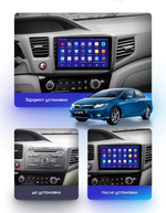 Магнитола для Honda Civic 9 седан 2012-2013 левый руль - Teyes CC3L монитор 9" IPS на Android 10, CarPlay, 4G SIM-слот