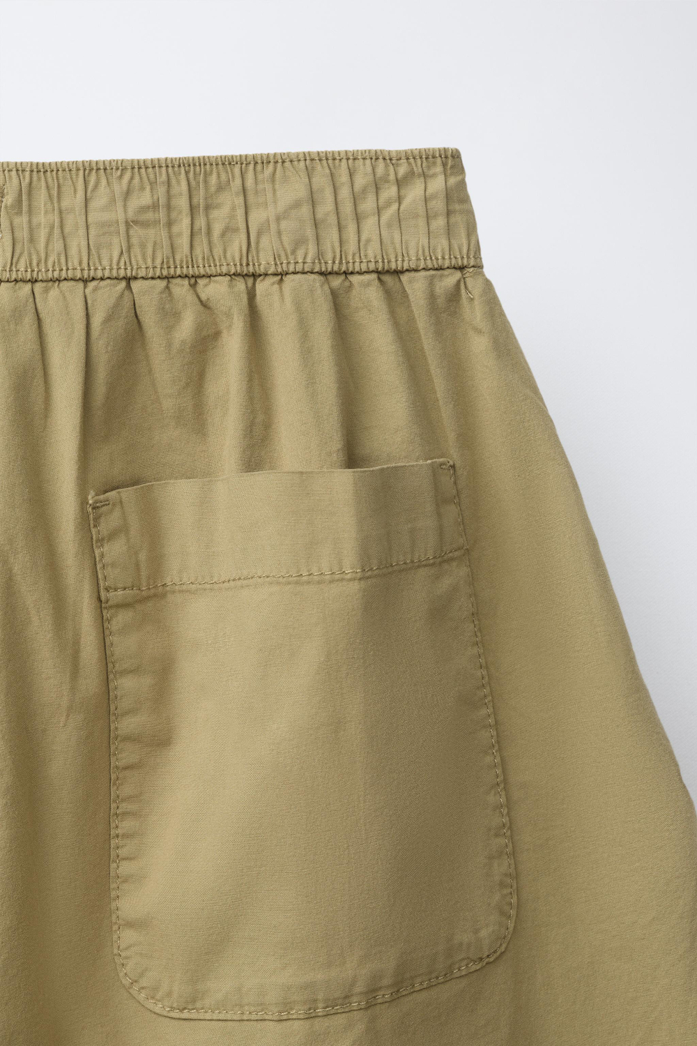 ZARA ШОРТЫ BARREL ИЗ ПОПЛИНА, ХАКИ