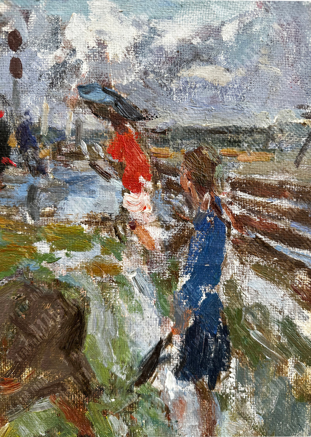 Парамонов А. А. (1929–1994). После дождя (эскиз). Холст, масло. СССР, 1970 г.
