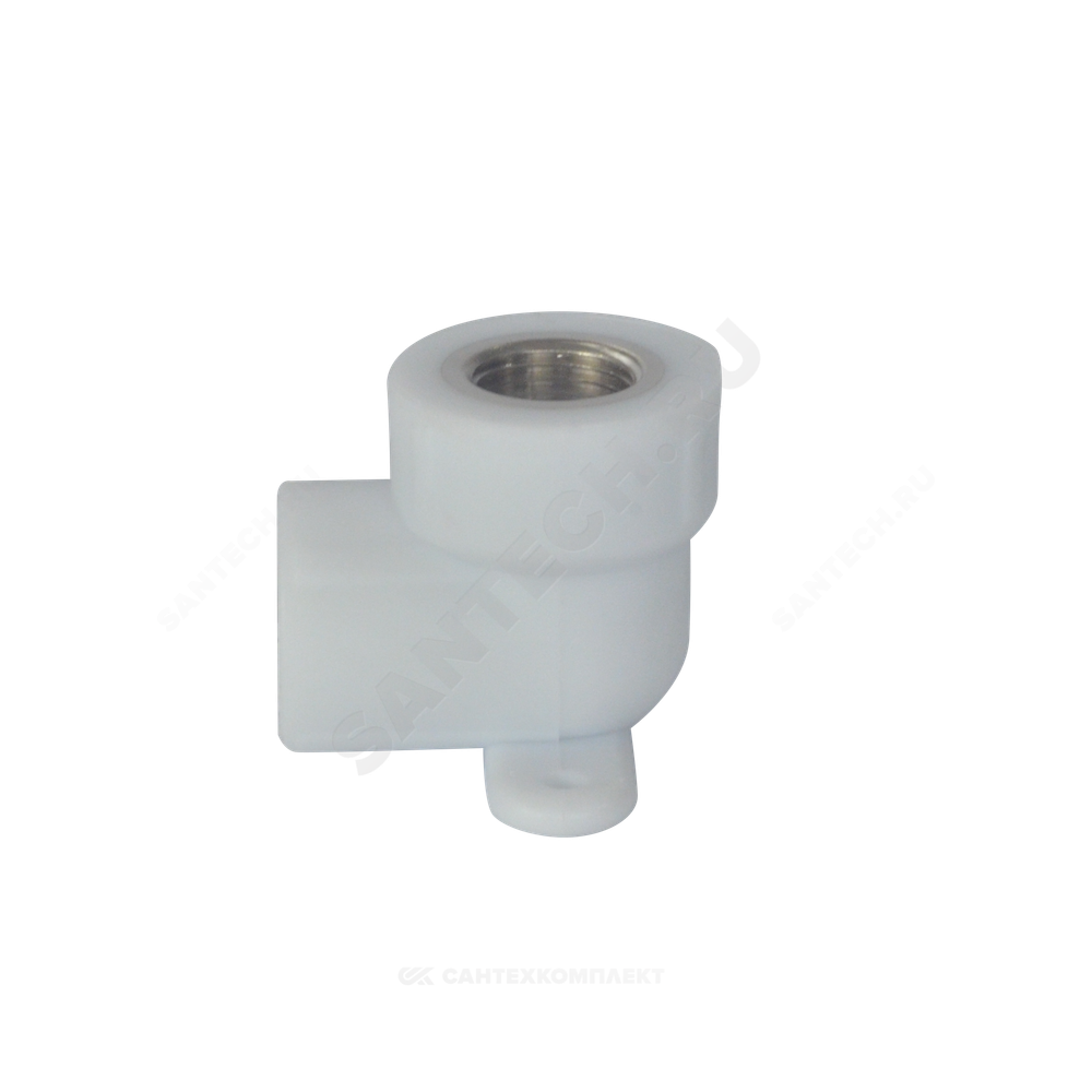 Угольник PP-R комбинированный белый Дн 20х1/2" ВР с креплением PRO VALFEX 10120020-PRO