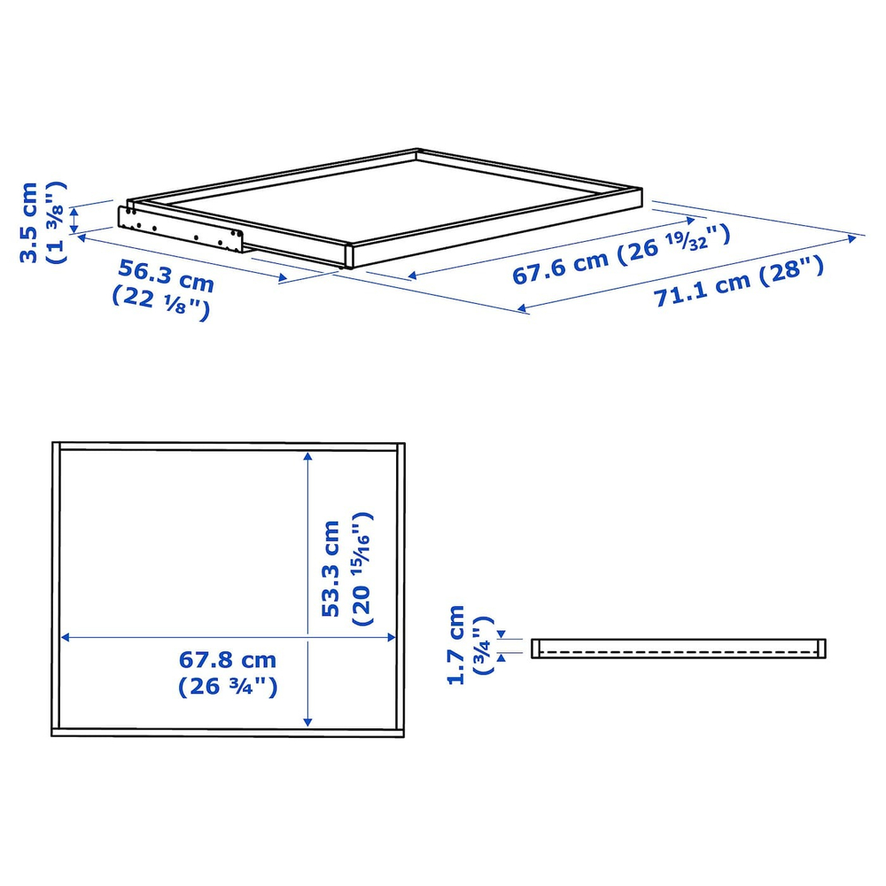 Полка выдвижная IKEA KOMPLEMENT (КОМПЛЕМЕНТ), Белый, 75x58 см
