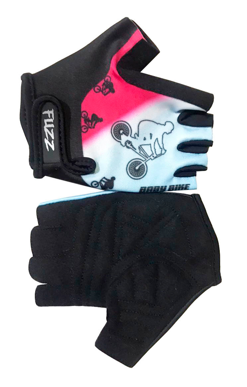 Перчатки детские лайкра BIKE бело-розовые, р-р 6/M (для лет), GRIP GEL, на липучке FUZZ