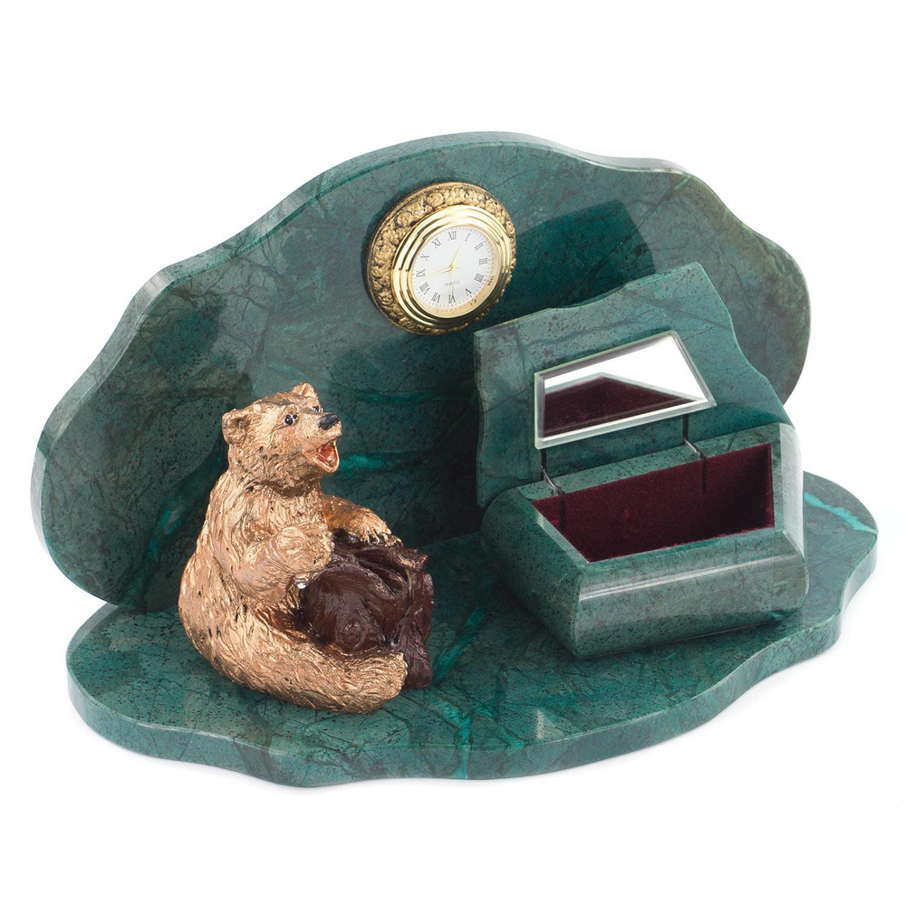 Часы со шкатулкой "Медведь" 265х135х145 мм 2500 гр.  R119771