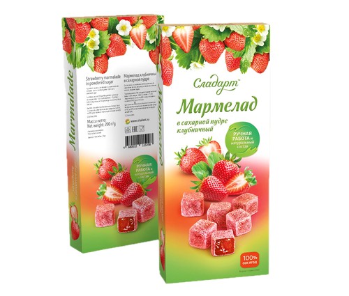 Мармелад 200 г клубничный в сахарной пудре СЛАДАРТ.