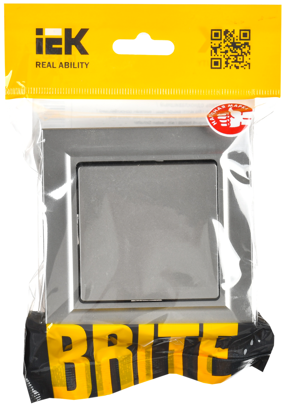 BRITE Выключатель 1-клавишный 10А в сборе ВСР10-1-0-БрС сталь IEK