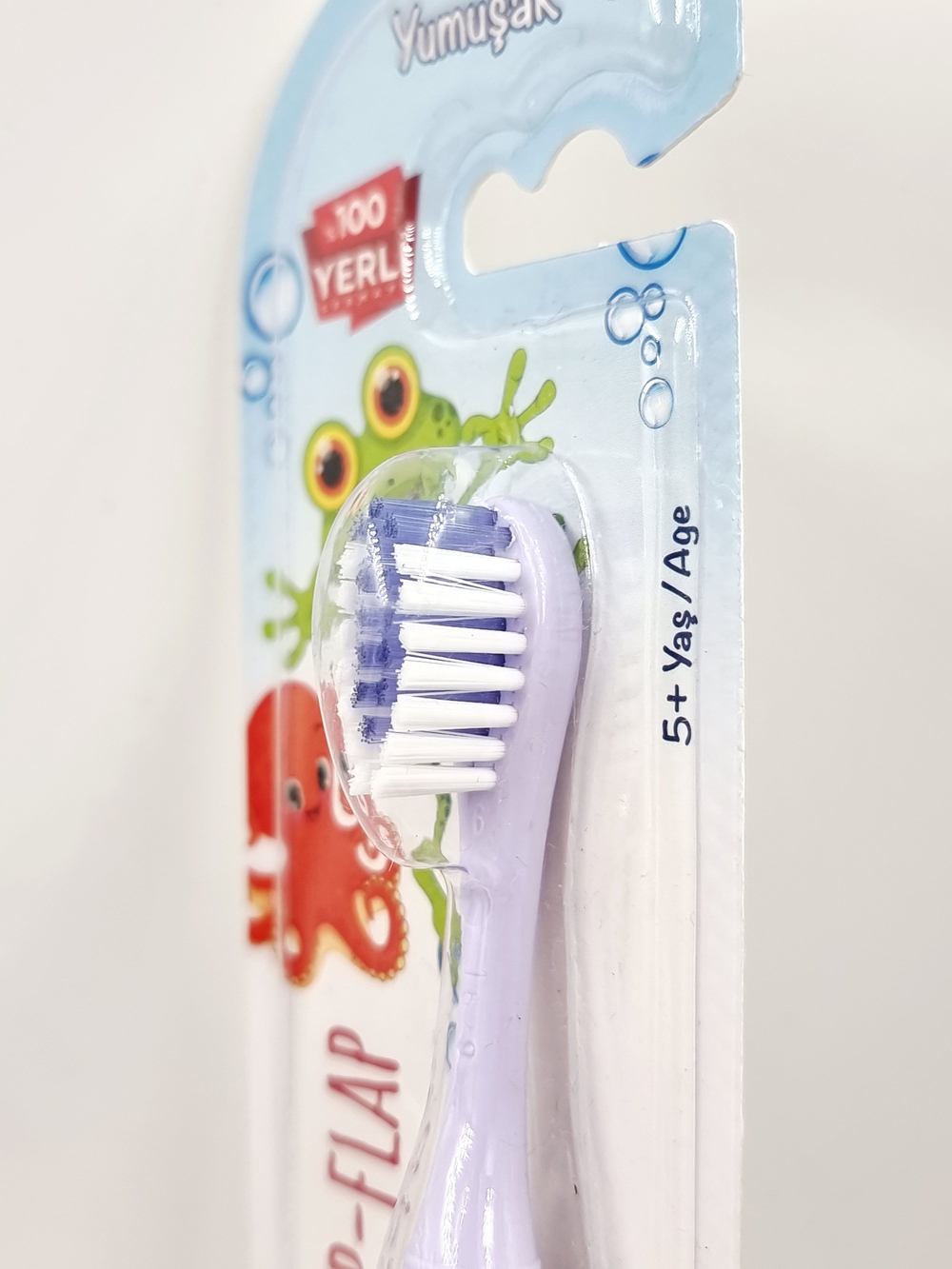 Зубная щетка Banat Flip-Flap Kids для детей 5+, фиолетового цвета, на присоске, с защитным колпачком (Турция)