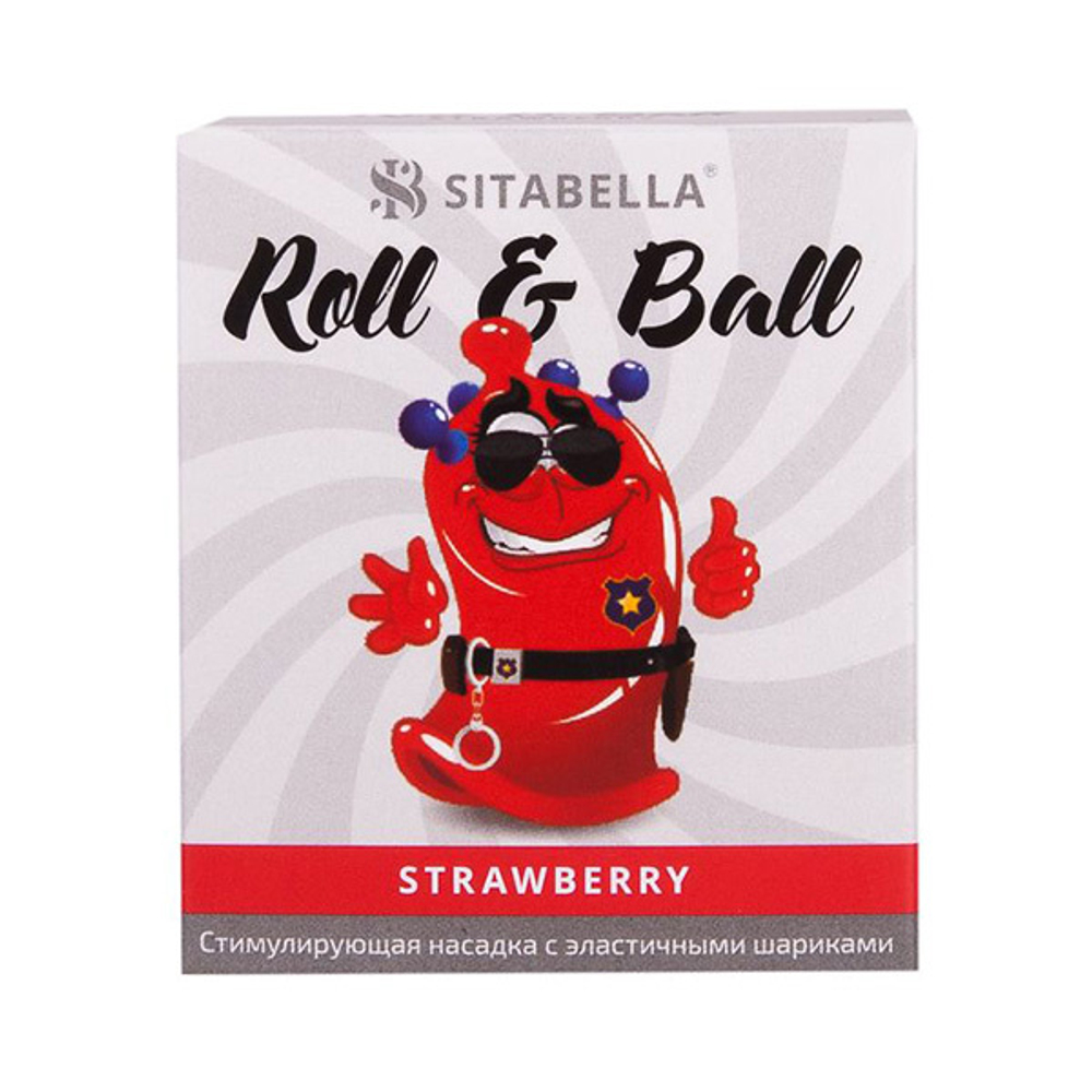 Стимулирующий презерватив-насадка Sitabella Roll & Ball Strawberry 1426
