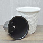 Кашпо Rattan с внутренним горшком, мраморный (2,25х4,5л)