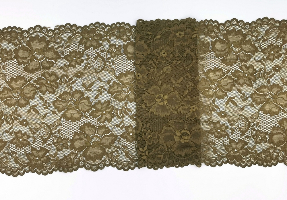 Эластичное кружево, темный хаки, 23 см, (Арт: EK-2137), м