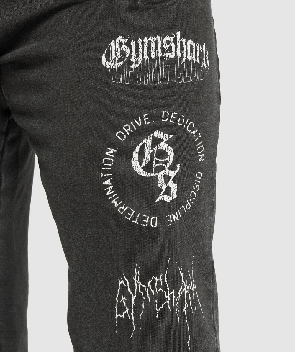 Штаны GYMSHARK Distressed Graphic Joggers Washed Black Acid