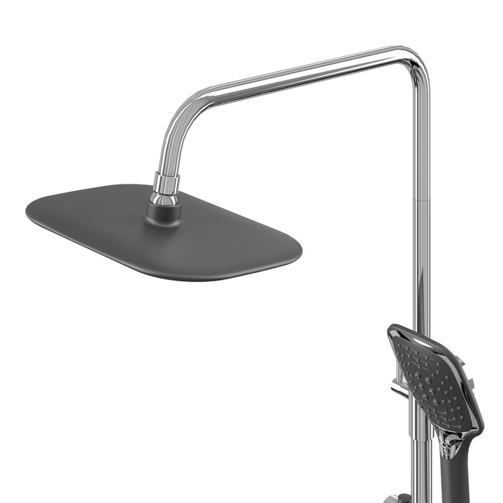 Душевая стойка Grossman Alba 500.K35.06.100/210 с верхним душем,ручной лейкой и смесителем,хром с черным,1 место
