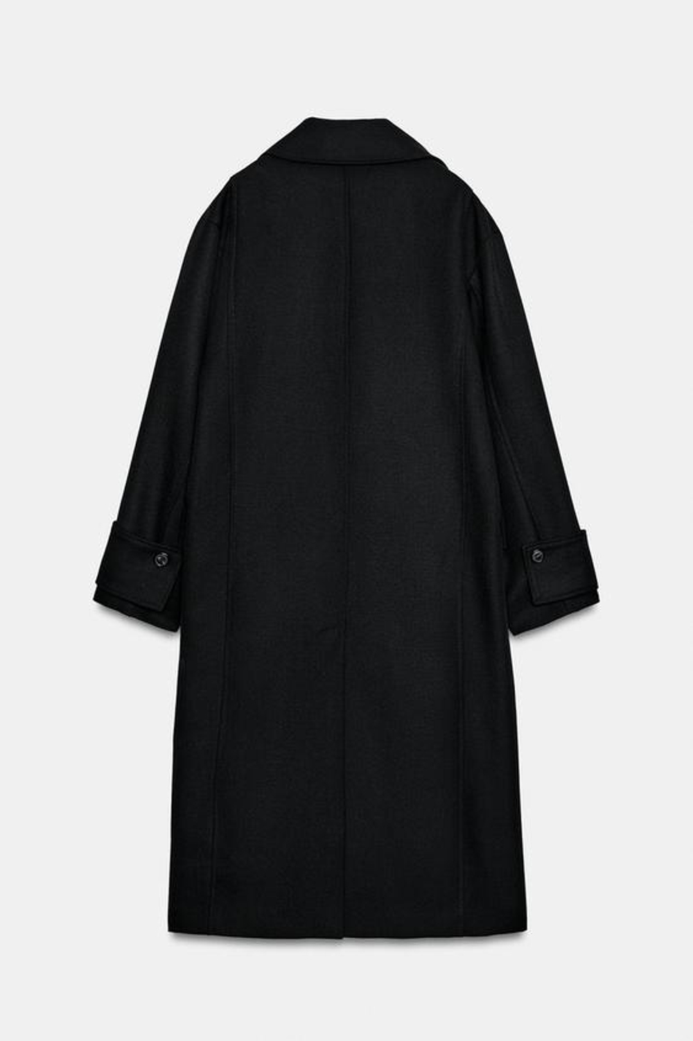 ZARA ПАЛЬТО ИЗ 100% ШЕРСТИ — ZW COLLECTION, ЧЕРНЫЙ