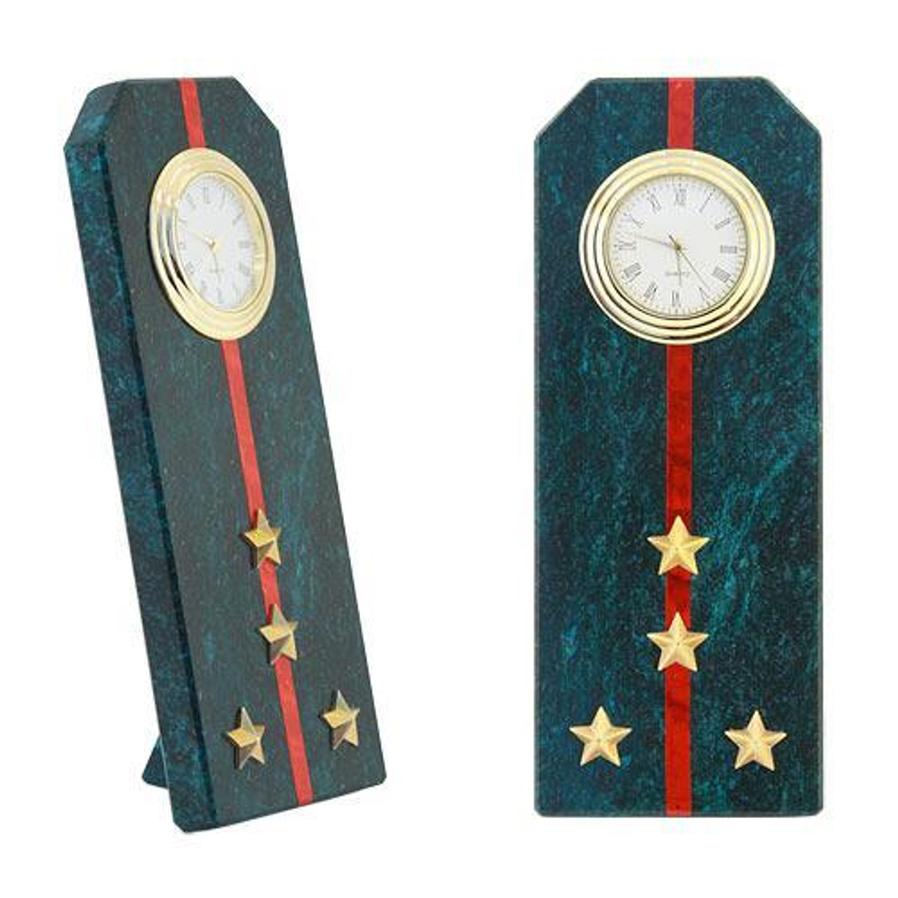Часы "Погон капитан" камень змеевик 60х40х150 мм 300 гр. R113165