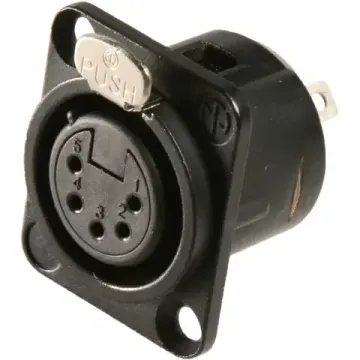 Neutrik NC5FD-L-BAG-1 панельный разъем XLR female черненый корпус 5 контактов