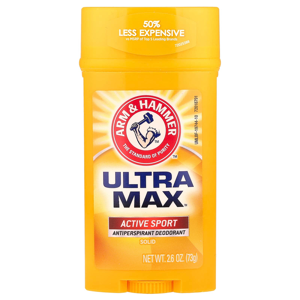Arm & Hammer, UltraMax, твердый дезодорант-антиперспирант для мужчин, аромат «Active Sport», 73 г (2,6 унции)